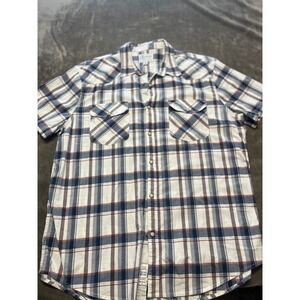 Lucky Brand‎ Saturday Stretch Mens Plaid Short Sleeve Western Shirt